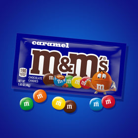 Vibrant shell on M&M'S caramel chocolates adds visual appeal for gifting.