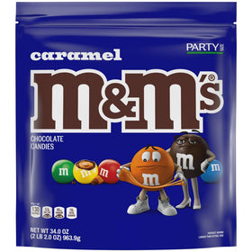 Close-up of chewy caramel center inside M&M'S candy for snack lovers.