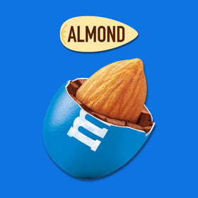 Colorful candy shells over almonds in M&M'S Almond Milk Chocolate for visual appeal.