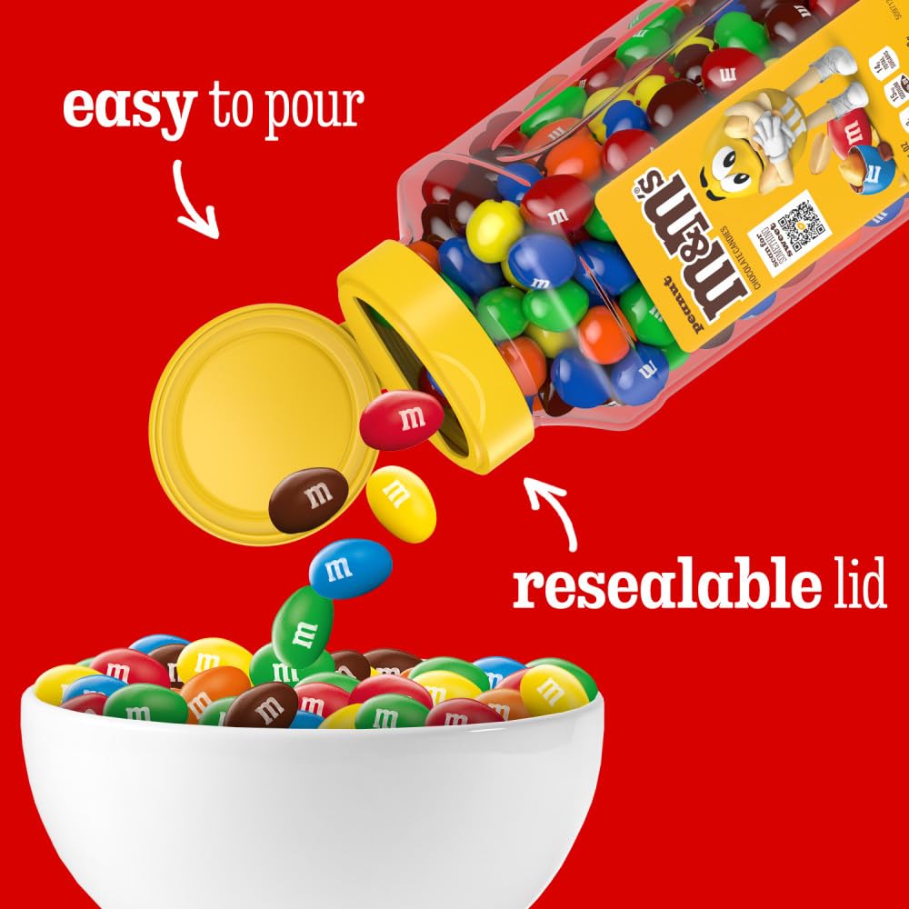 Close-up of colorful candy shells highlighting the iconic M&M's.