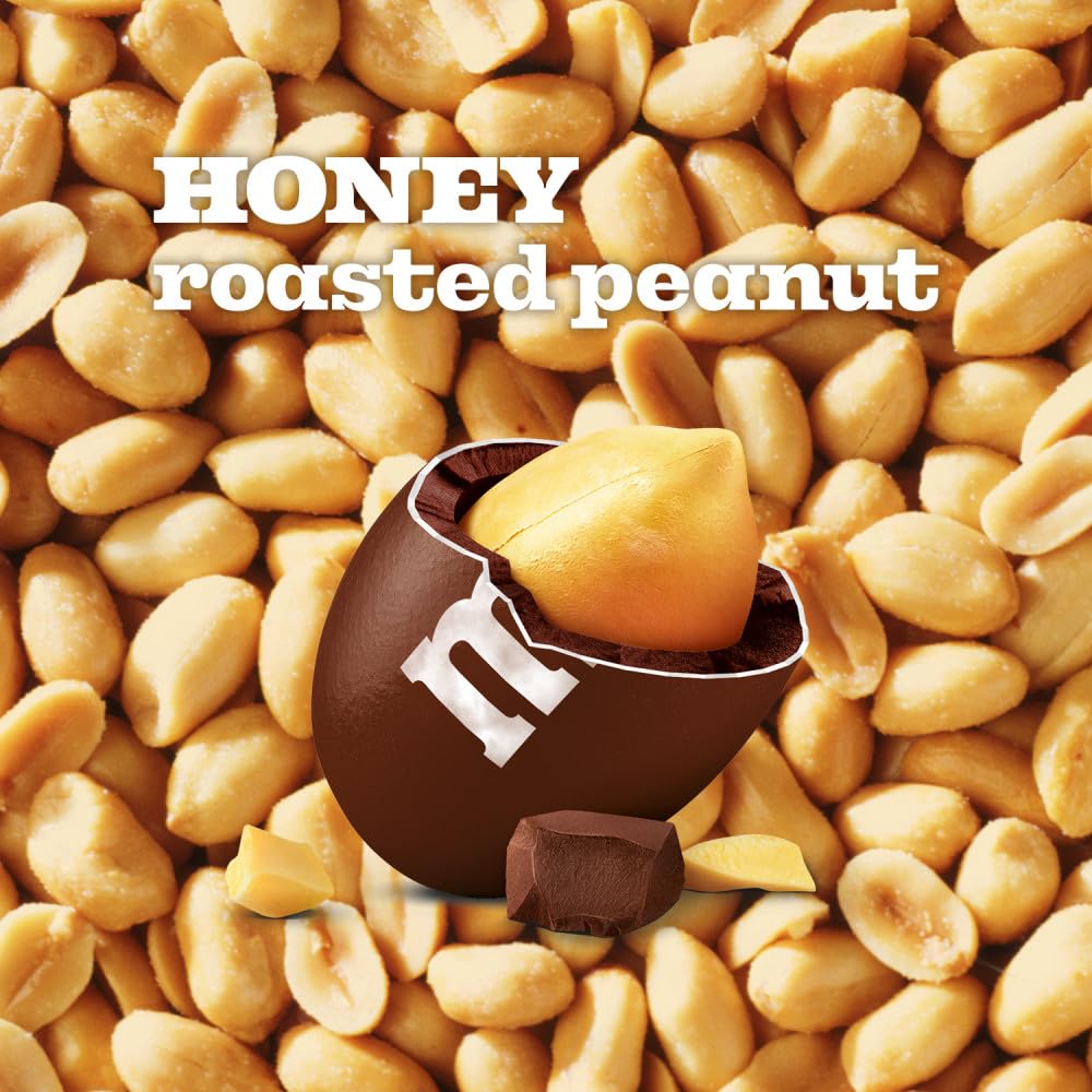 M&M'S Honey Roasted Peanut Crunchy Peanuts closeup highlighting texture and nutty sweetness.