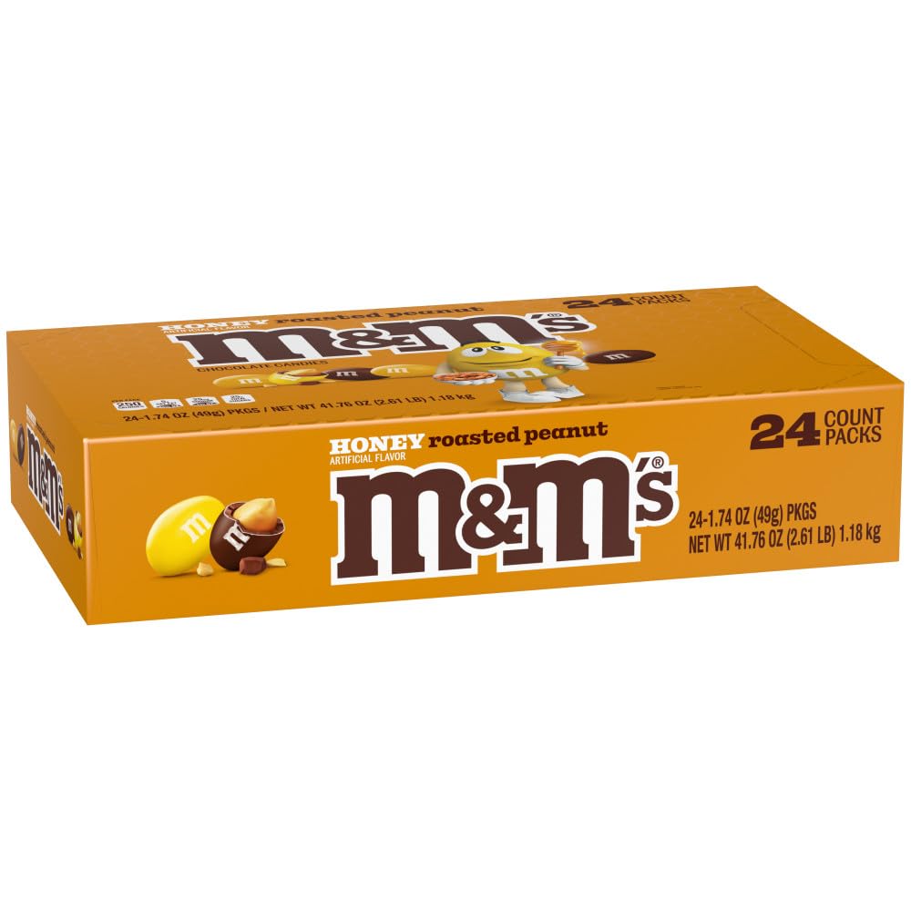 M&M'S Honey Roasted Peanut Milk Chocolate in a bag, ideal for on-the-go snacking.