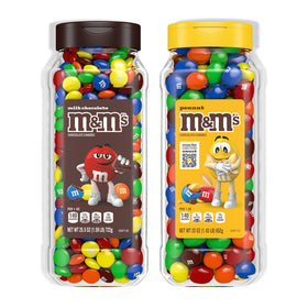 M&M's Milk Chocolate bulk candy jar front view, ideal for sharing during movie nights.