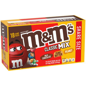 M&M'S milk chocolate variety pack bags displayed for sharing at gatherings.