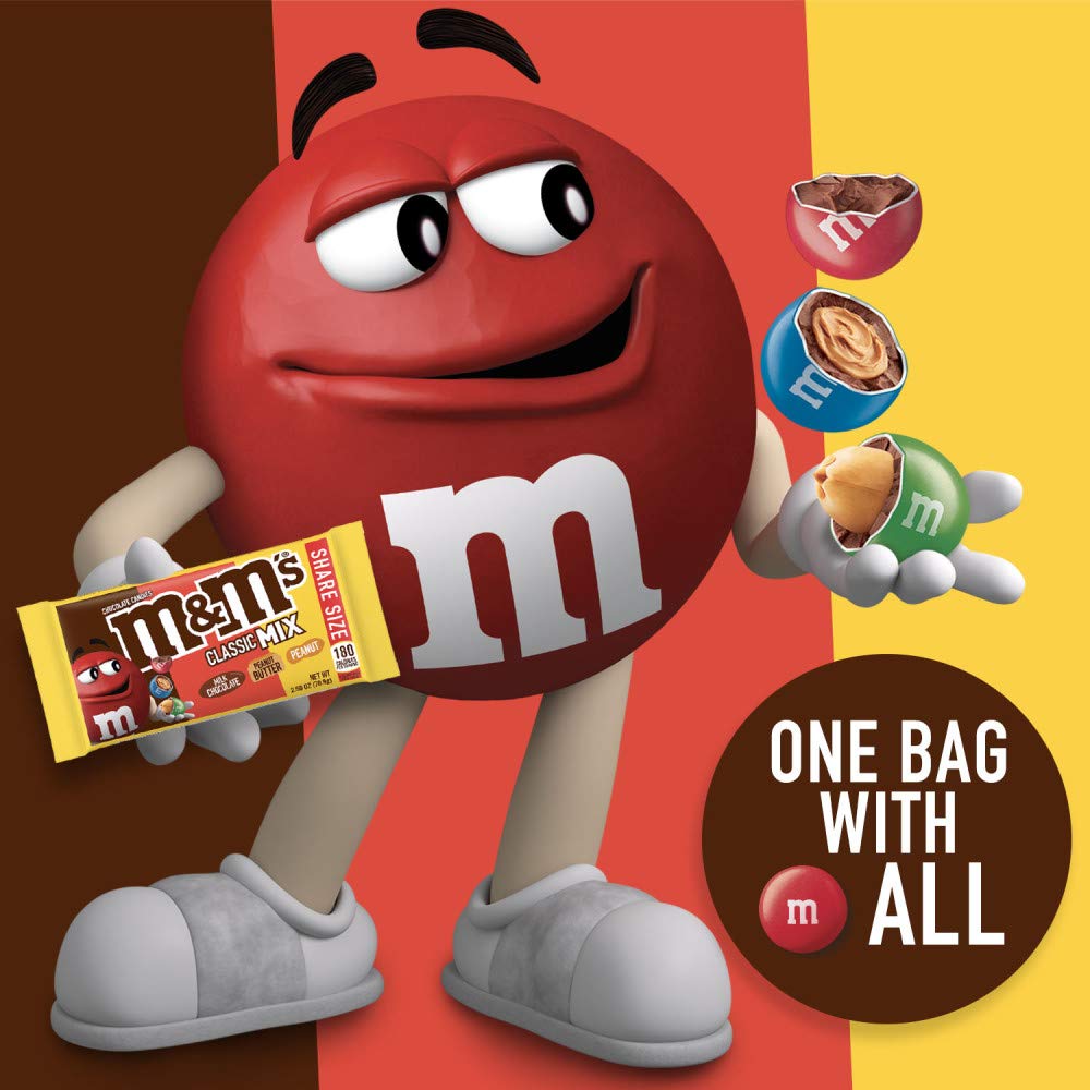 M&M'S party favors arranged for a cheerful candy station.