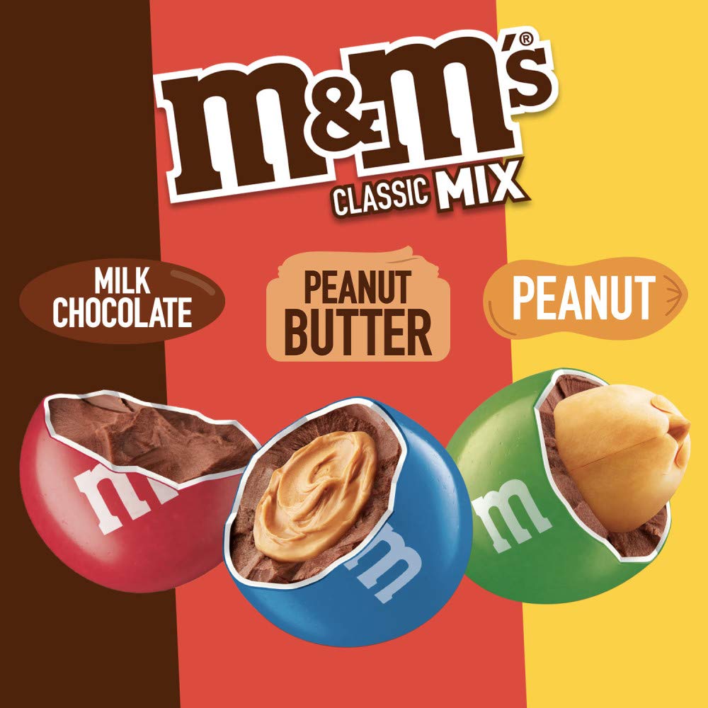 M&M'S peanut butter flavor bags shown for party-friendly treats.