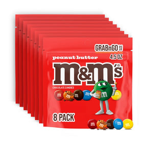 M&M's Peanut Butter Milk Chocolate candies in front bag for on-the-go snacking.