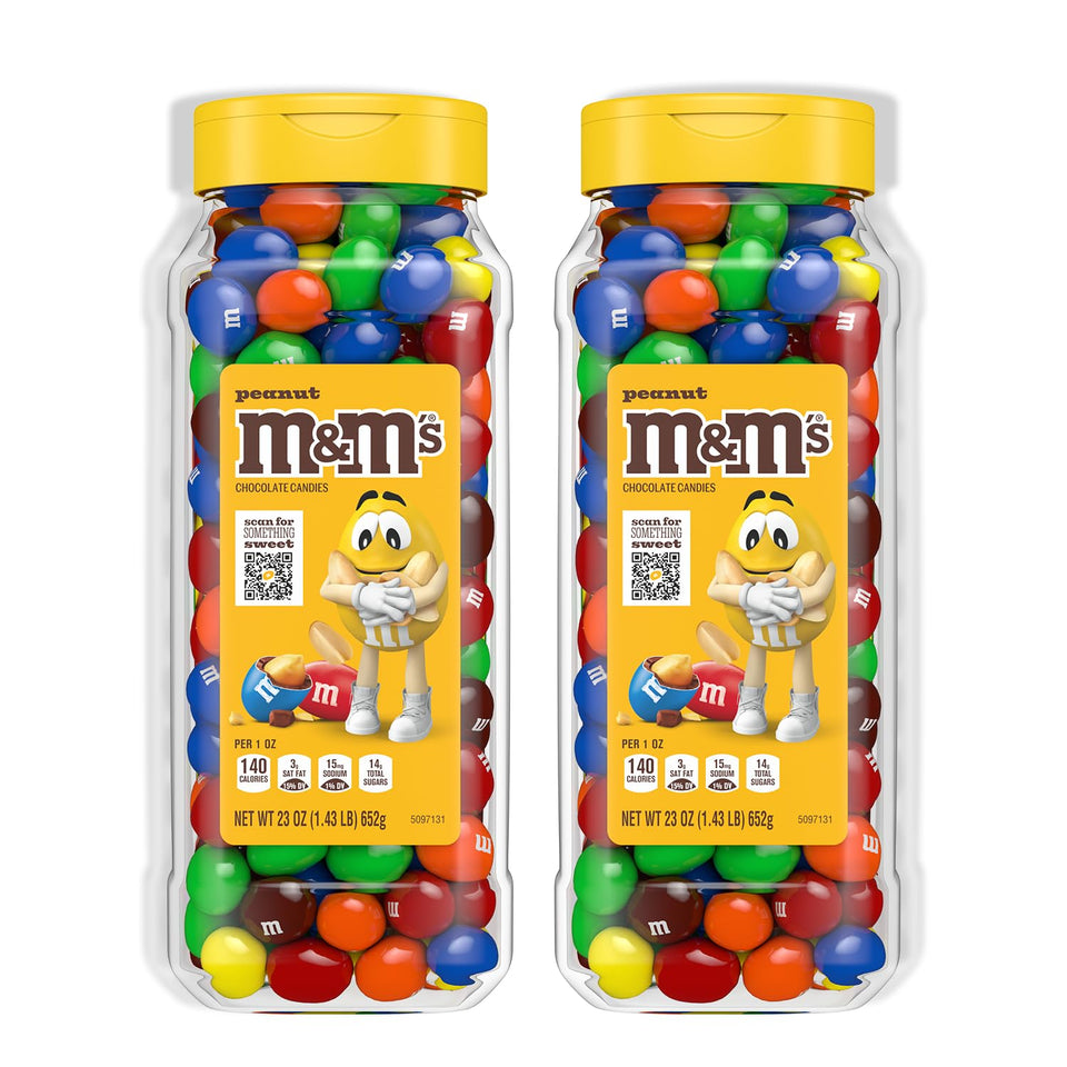 M&M'S Peanut candy jars in a two-pack for party displays and gifting.