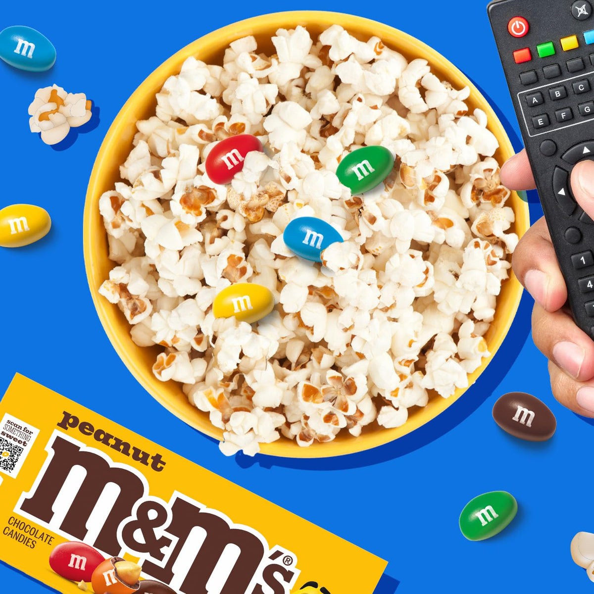 M&amp;M'S Peanut Chocolate shell colorful image showcases snack-ready convenience.