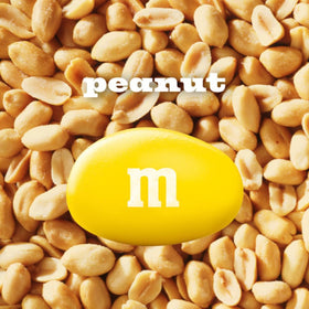M&M's Peanut Milk Chocolate candy bag side view, convenient pack for parties and sharing.