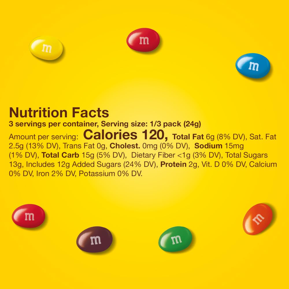 M&M's Peanut Milk Chocolate candy pack, a colorful giftable snack option.