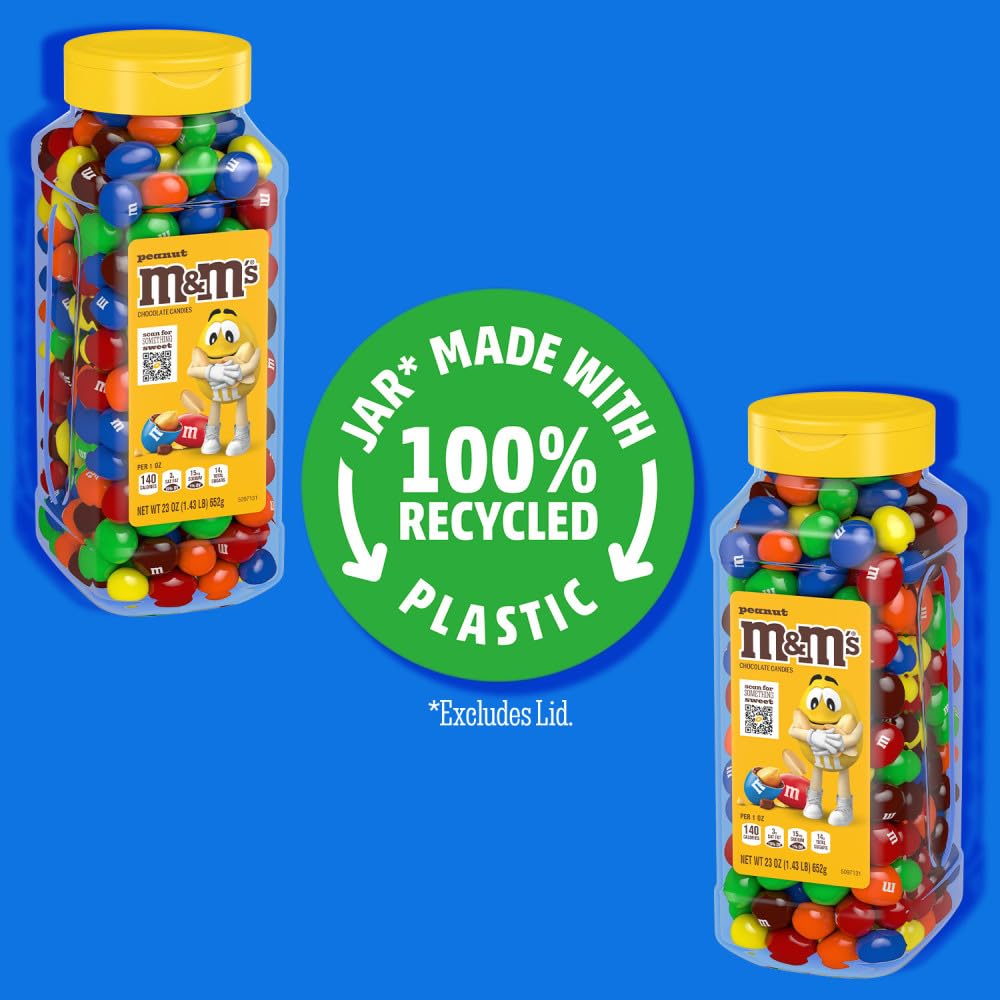 M&M'S milk chocolate shells with a crunchy peanut center in colorful candy shells.