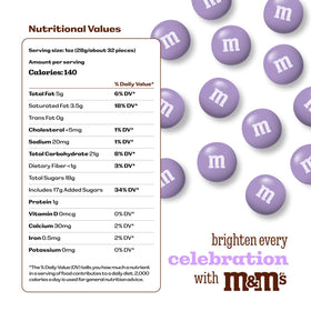 M&M'S WORLD 2lb resealable purple pack ideal for parties and entertaining guests.
