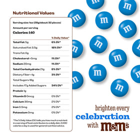 M&M'S WORLD blue candies in a serving bowl brighten weddings and graduations with color.