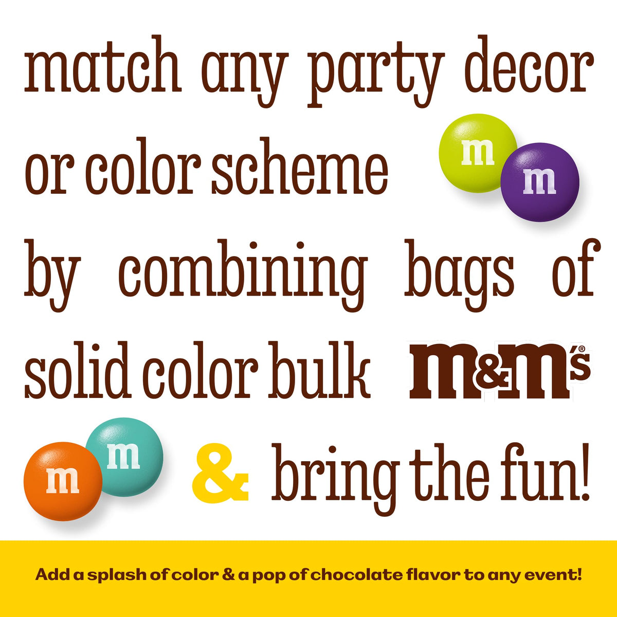 M&M'S WORLD bulk candy bowl offers a ready snack for gatherings and self-serve bars.