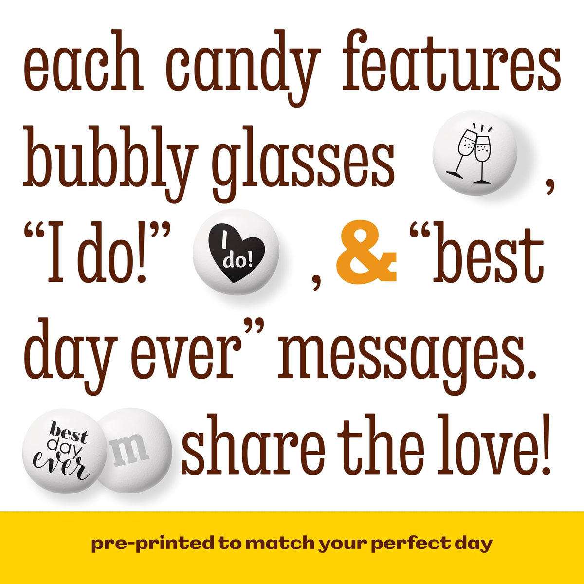 Centerpiece decor with wedding-themed M&M'S World candy accents