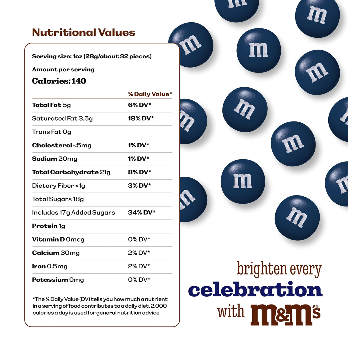 M&M'S WORLD dark blue milk chocolate candy in bowl for party snacking.