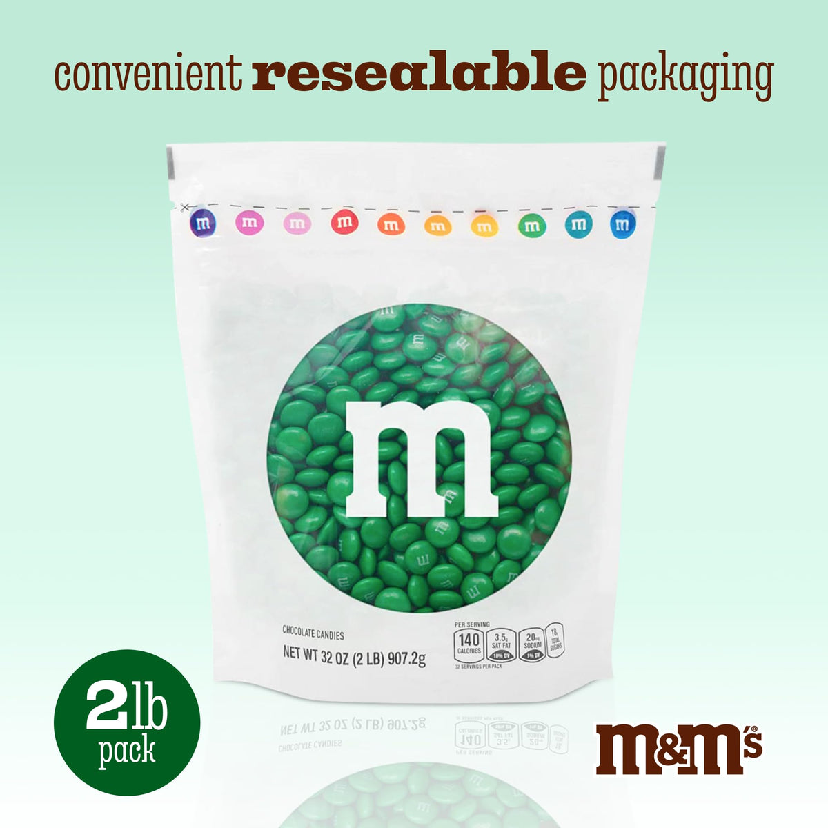 Green M&M'S used as party favors and decor accents for events.