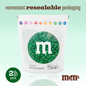 Green M&M'S used as party favors and decor accents for events.