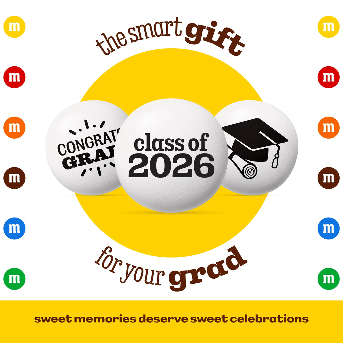 DIY graduation favors with pre-printed M&M’S for easy party prep.