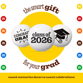 DIY graduation favors with pre-printed M&M’S for easy party prep.