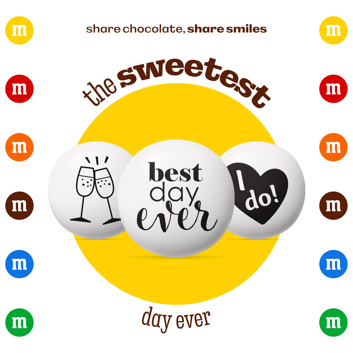 DIY jars filled with M&M'S World wedding candy for guests