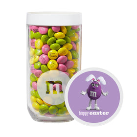 M&M'S WORLD Easter milk chocolate candy jar with pastel colors for gifting and sharing.