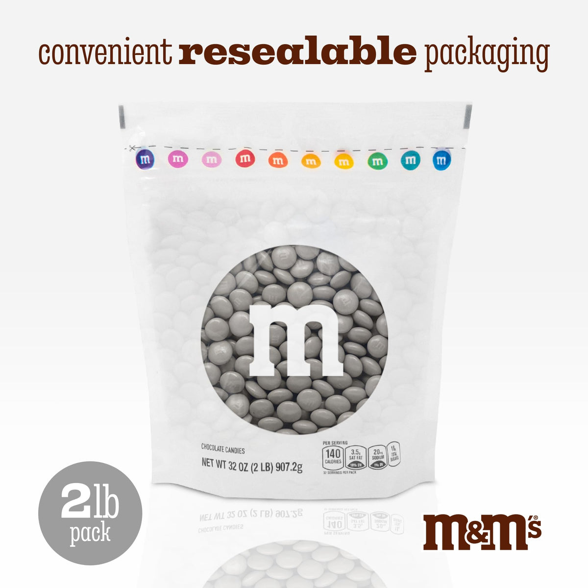 M&M'S WORLD graduation party display with silver candies for celebratory snacking