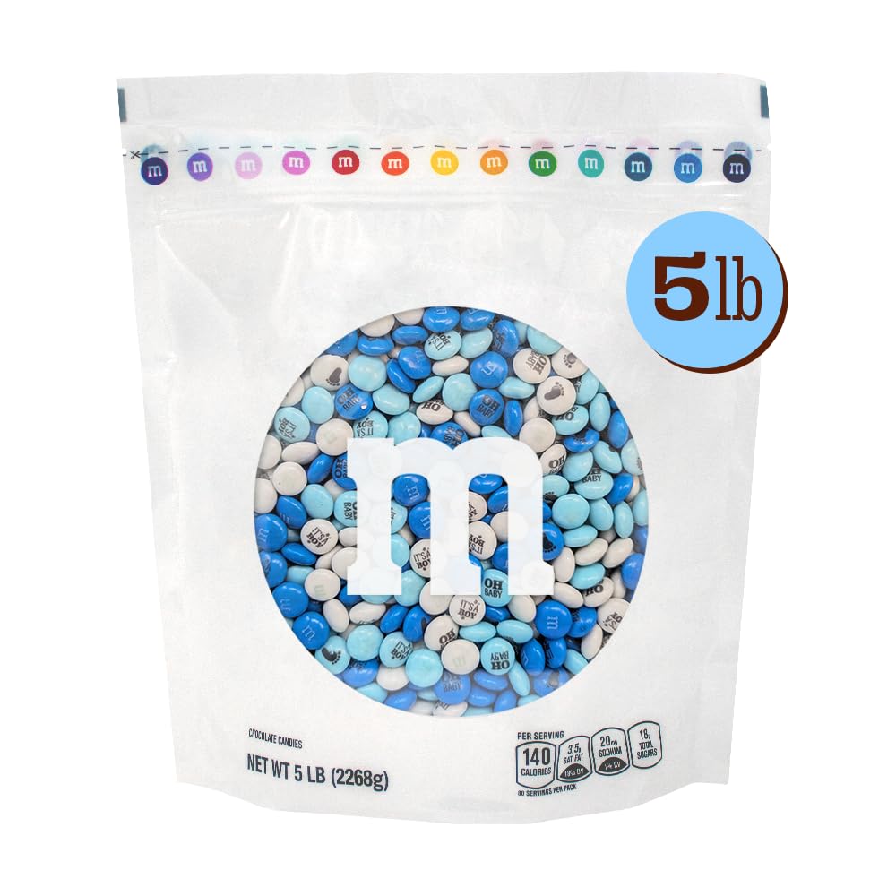 M&M'S World It's A Boy bulk bag with boy icons, ideal for favors.