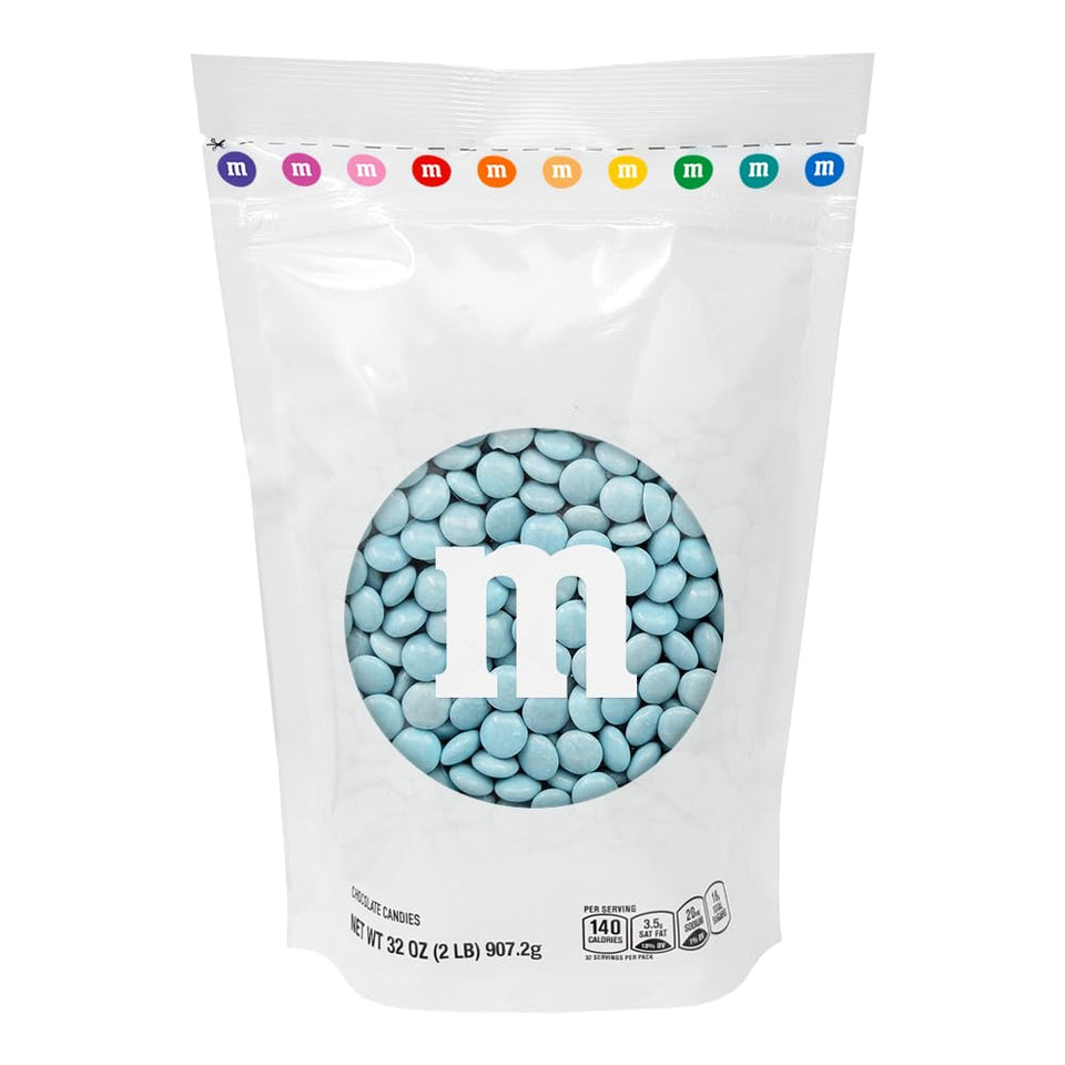 M&M'S WORLD light blue milk chocolate candy in 2 lb bulk