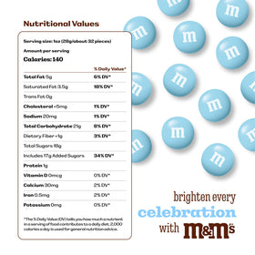 Resealable M&M'S WORLD pack keeps light blue candy fresh