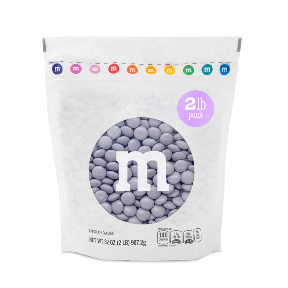 M&M'S WORLD light purple milk chocolate candy close-up for colorful snacking and decor.