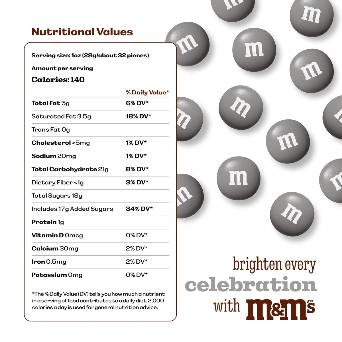 M&M'S WORLD party favor bags filled with silver chocolates for festive gifting