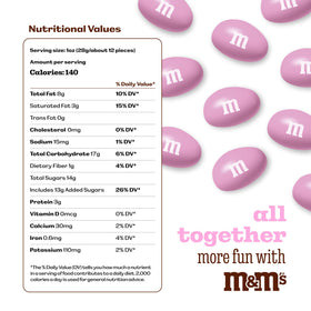 M&M'S WORLD peanut pink chocolate candy buffet display adds color to party tables