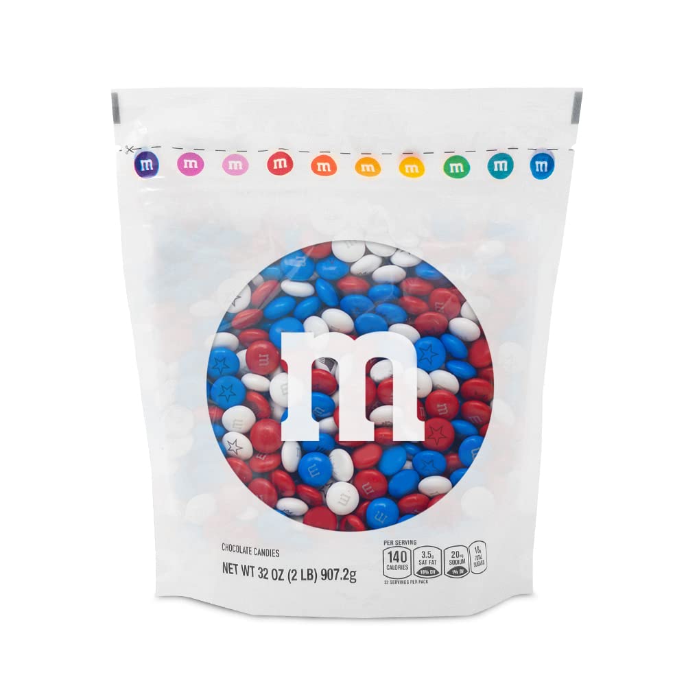 M&M'S World red white blue star candies for patriotic celebrations.