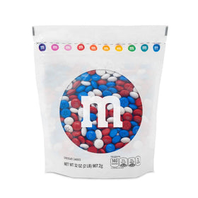 M&M'S World red white blue star candies for patriotic celebrations.