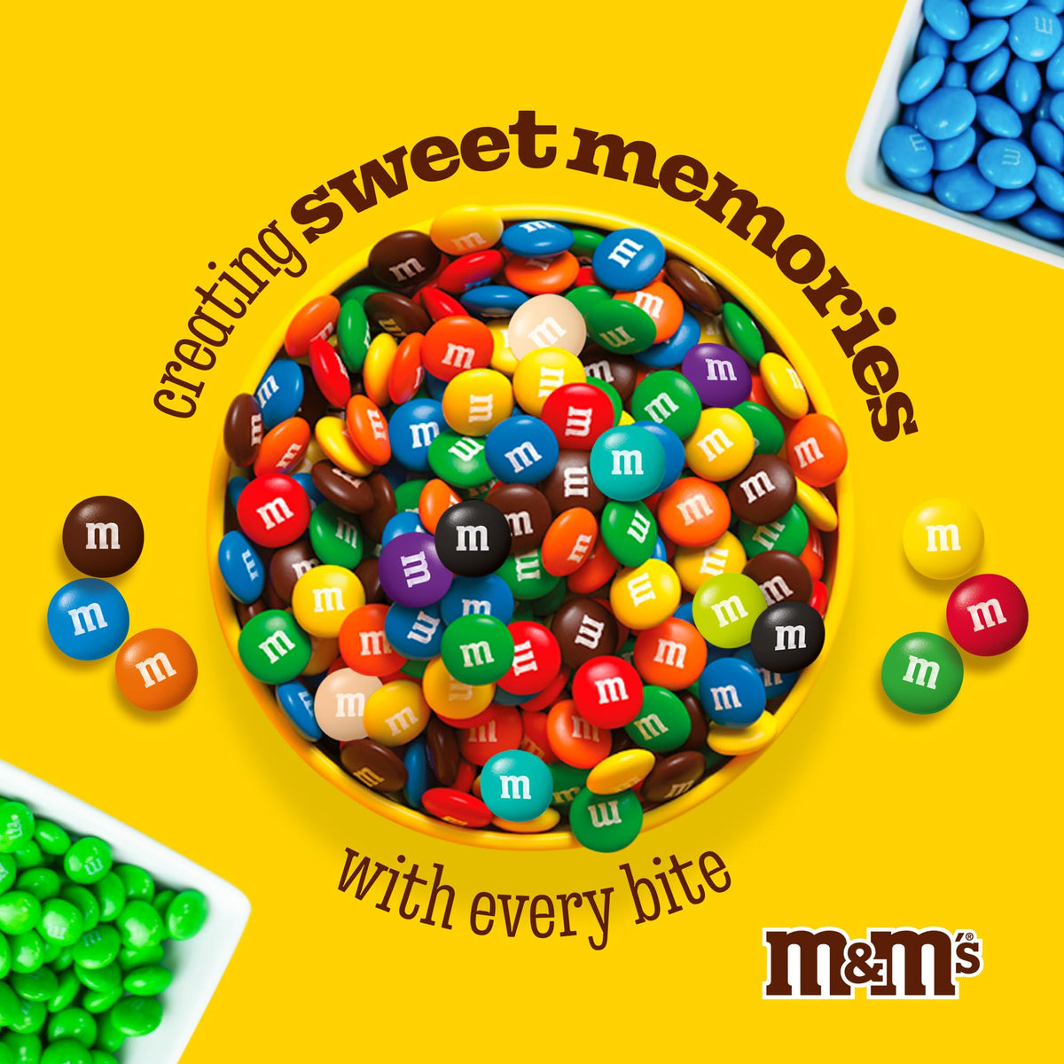 M&M'S WORLD white chocolate candies add festive color to wedding dessert tables.