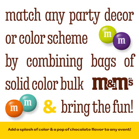 M&M'S WORLD wedding reception candy display adds purple accents to dessert tables.