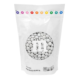 M&M'S WORLD white milk chocolate candy 2lb resealable pack ideal for parties and refills.