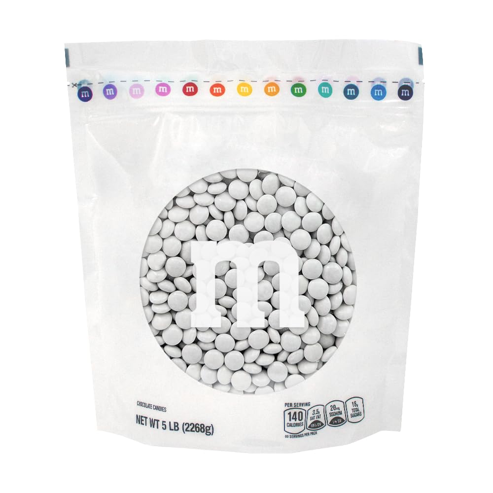 M&M'S WORLD White Milk Chocolate Candy in a 5 lb resealable pack for sharing