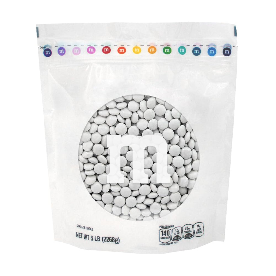 M&M'S WORLD White Milk Chocolate Candy in a 5 lb resealable pack for sharing
