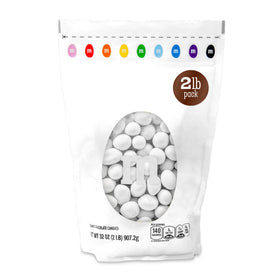 M&M’S WORLD White Peanut Chocolate Candy bulk bowl adds color to dessert tables.