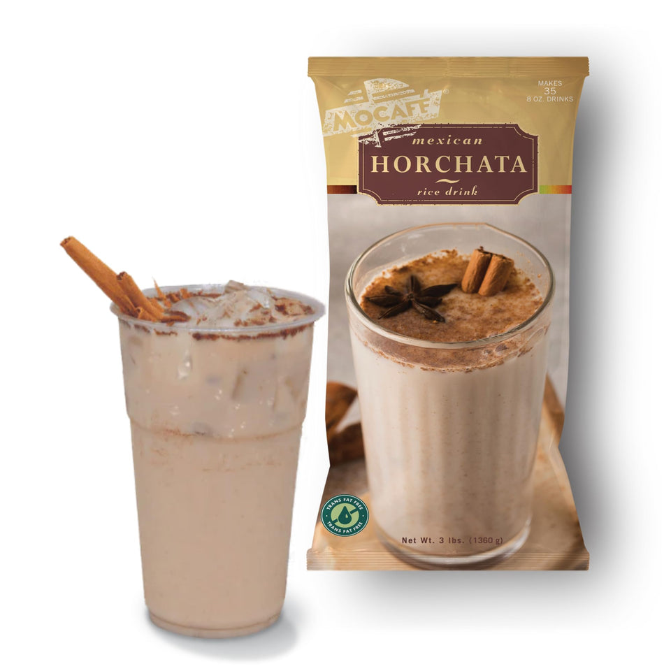MOCAFÉ Horchata mix package shown in bulk three-pound bag for cafe use