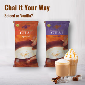 MOCAFÉ Spiced Chai Latte Cup with cinnamon stick garnish for café-style presentation.