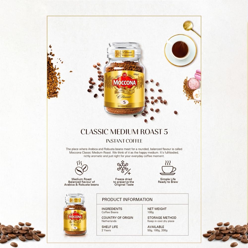 Moccona Coffee pour into cup shows smooth, balanced flavor