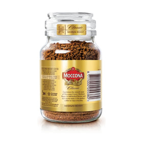 Moccona Instant Coffee dissolving powder emphasizes fast preparation for busy mornings