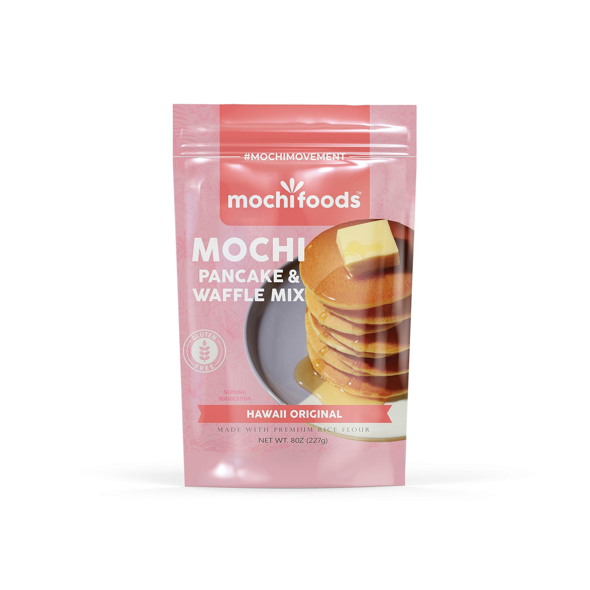 Mochi Foods Hawaii Original pancake mix 8oz tin, ready for a quick tropical breakfast.