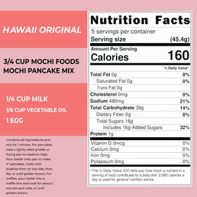 Stacked Mochi Foods Hawaii Original pancakes look light and fluffy, perfect for a cozy morning.