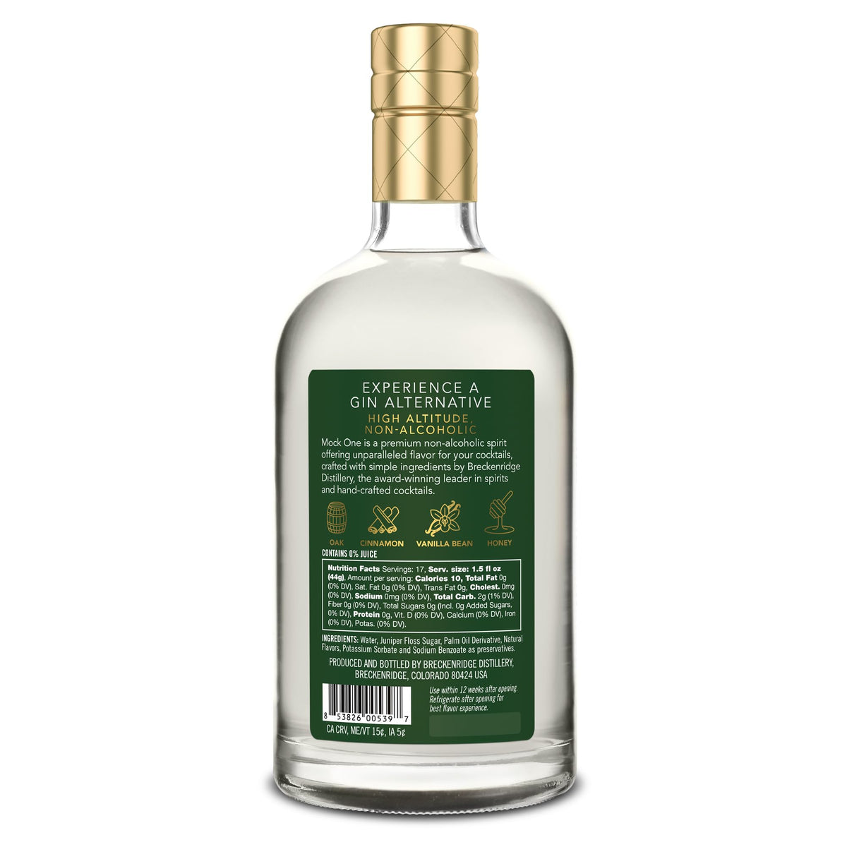 MOCK ONE bottle pour captures crisp juniper notes for mocktails.