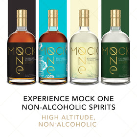 MOCK ONE packaging display communicates USA-made premium non-alcoholic spirit.